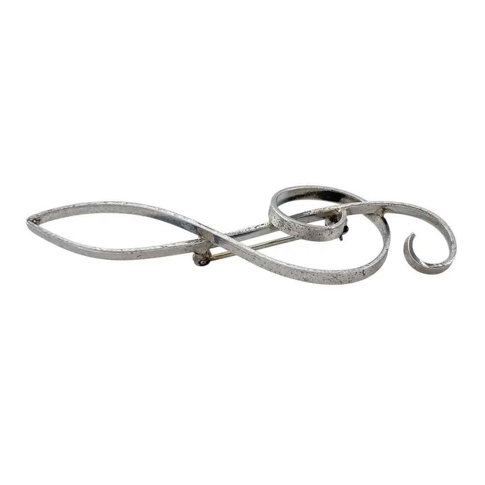 Vintage Beau Sterling Silver 925 Treble Clef Brooch
